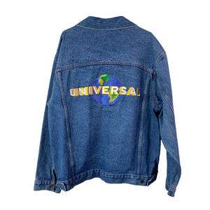 Vintage Universal Studios Embroidered Button Jean Denim Jacket Chest 52